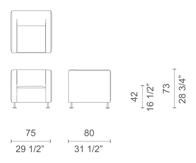 Gambetta Sofa by Cappellini, size drawing: GM_2