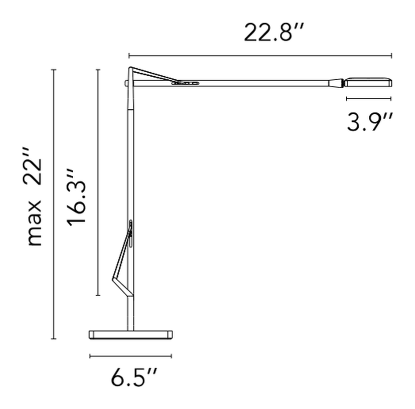 Kelvin LED Table Lamp by Flos, size drawing