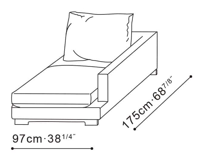 LazyTime Small Sofa by Camerich, size drawing: C0150028
