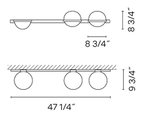 Palma Lighting Collection by Vibia, size drawing: Model 3704