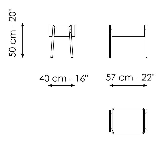 Partout Bedside Table by Bonaldo, size drawing: Partout 57