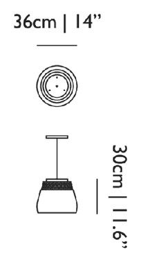 Valentine Suspended Pendant Lamp by Moooi, size drawing: Large