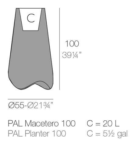 Pal Planters by Vondom, size drawing
