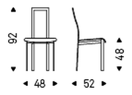 Lara Chair by Cattelan Italia, size drawing