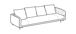 Avenue Sofa by Ditre Italia, size drawing: 3-seat extra sofa