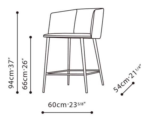Ballet Stool by Camerich, size drawing: C02F0310