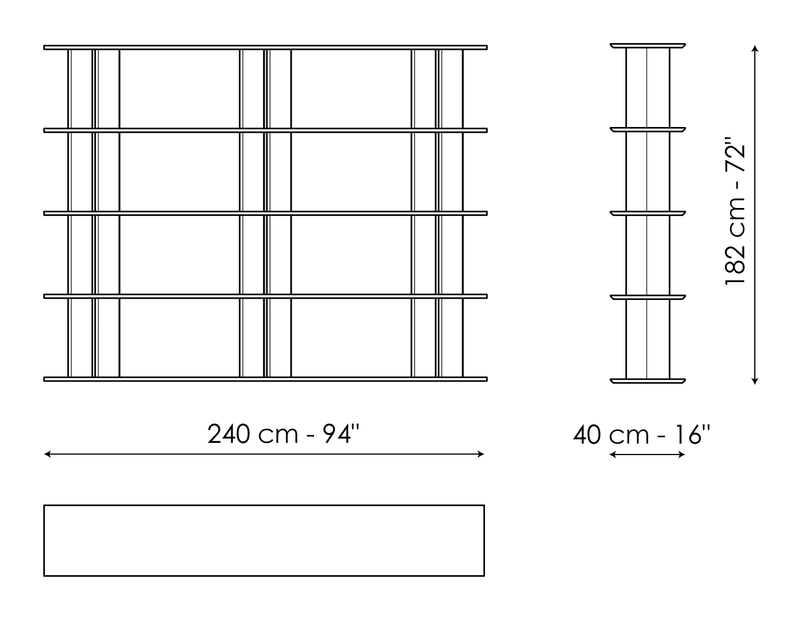 Dogma Bookshelf by Bonaldo, size drawing: Dogma 240