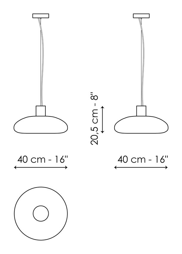Acquerelli Lamp Collection by Bonaldo, size drawing: 1 light suspension