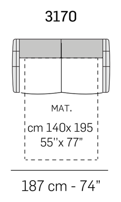 Aurora Sofa Bed by Nicoline, size drawing 3