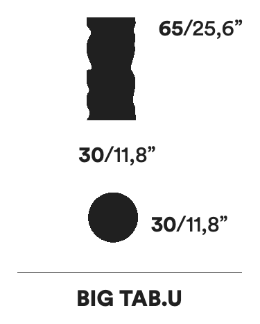 Tab.U Stool by Opinion Ciatti, size drawing: BIG TAB.U