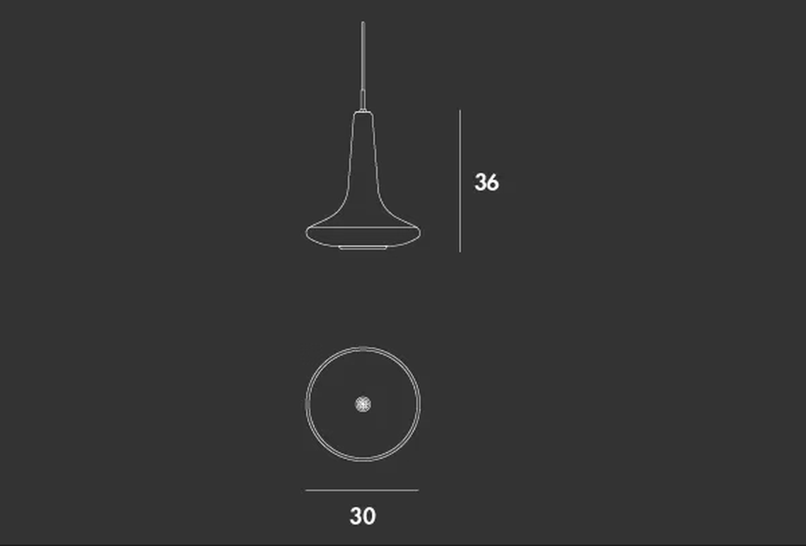 Cloche Pendant Lamp by Sovet, size drawing: Lamp