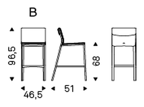 Isabel Stool by Cattelan Italia, size drawing 2