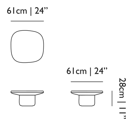 Obon Side Table by Moooi, size drawing: Square Low