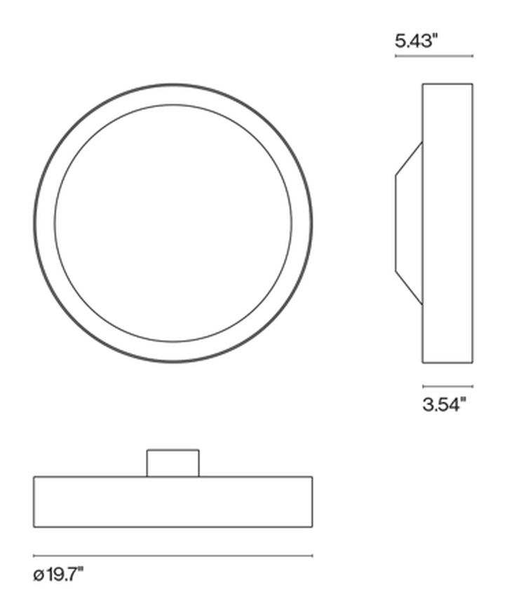 Plaff-on! Wall Lamp Indoor by Marset, size drawing: Plaff-on! 50