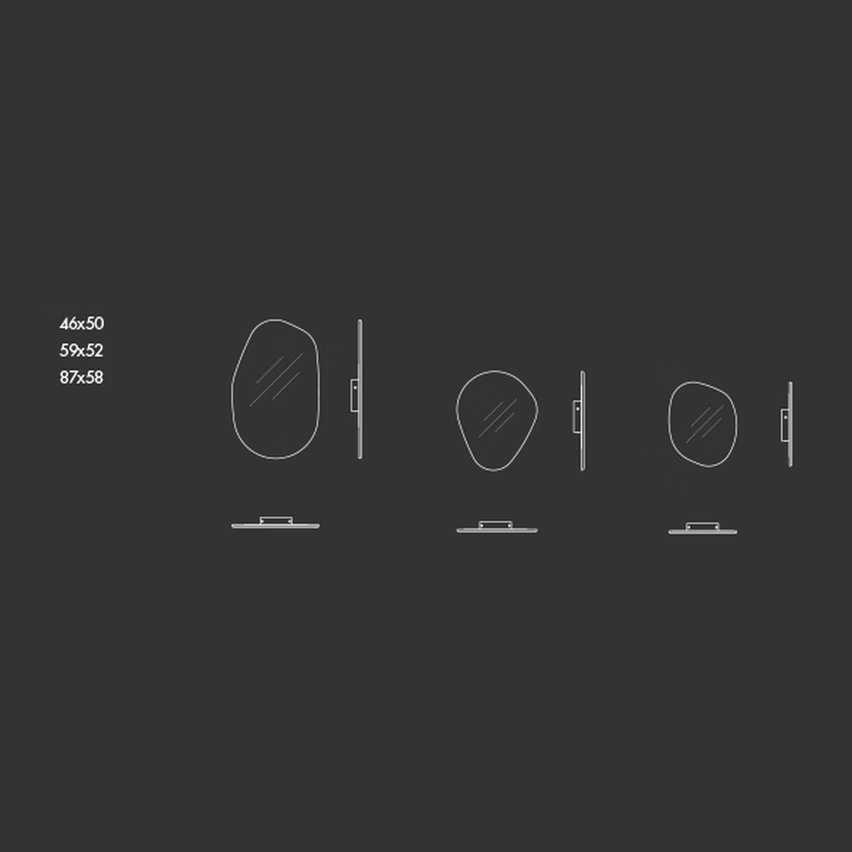 Gocce di Rugiada Mirror by Sovet, size drawing