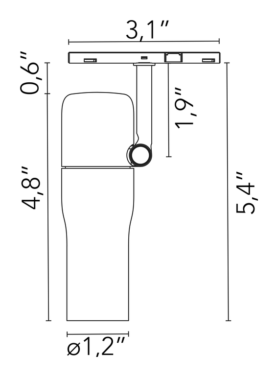 Atom 120 Spotlight, Zero Track by Flos, size drawing