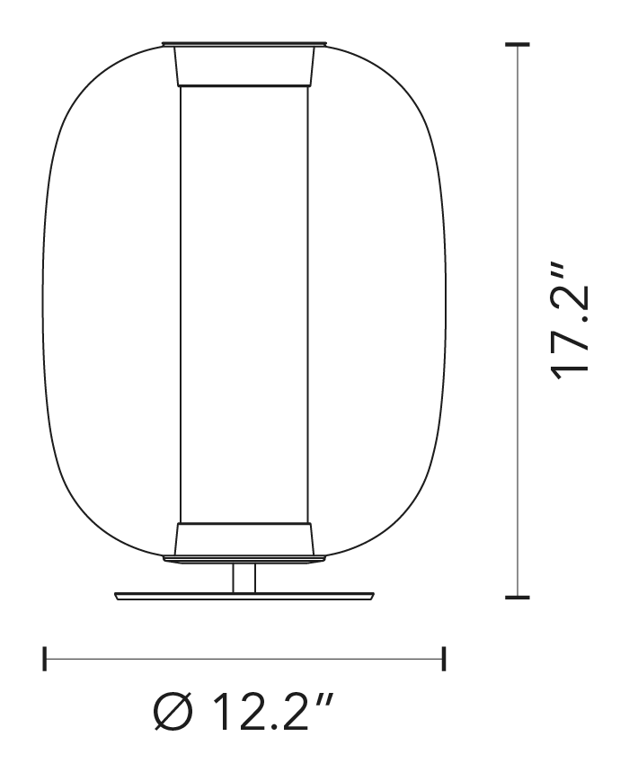 Meridiano Table Lamp by Fontana Arte, size drawing