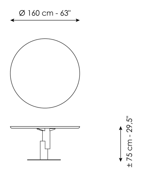 Innesti Dining Table by Bonaldo, size drawing 3