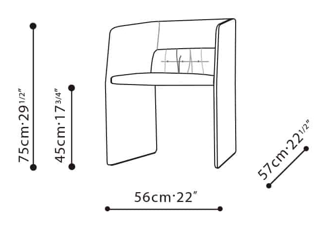 Echo Chair by Camerich, size drawing