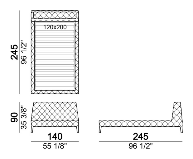 Windsor Dream Bed by Arketipo, size drawing 2