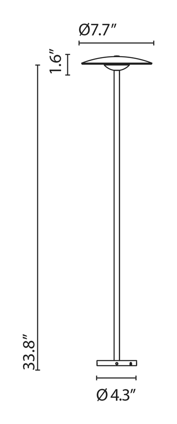 Ginger Bollard Light by Marset, size drawing: Ginger 20/86