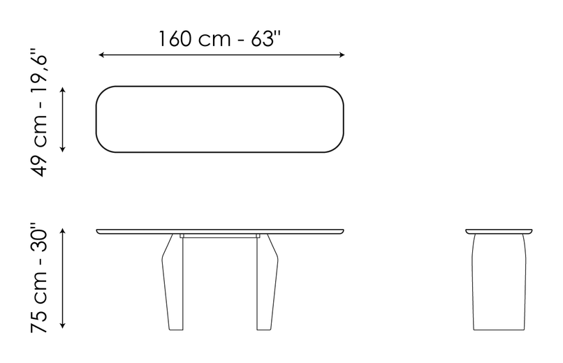 Flame Console Table by Bonaldo, size drawing 2