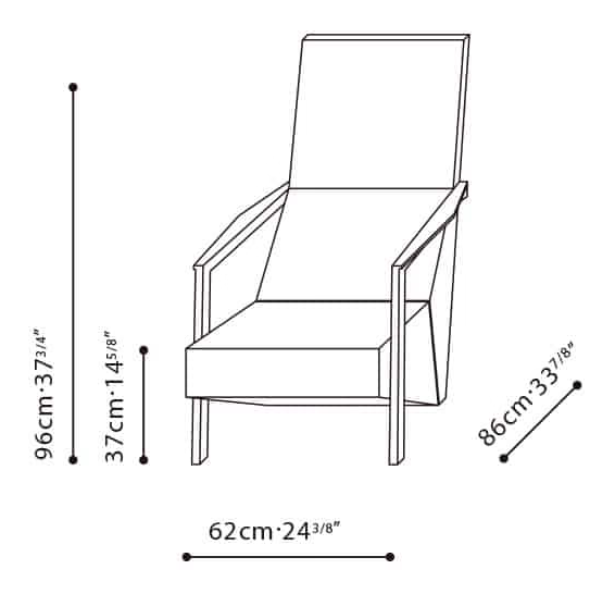 Puzzle Chair by Camerich, size drawing