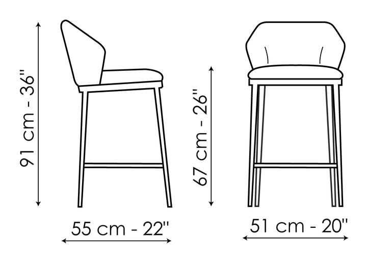 Mida Too Stool by Bonaldo, size drawing: Mida too H 67