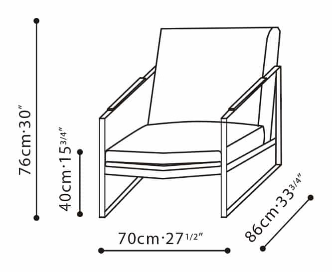 Leman Chair by Camerich, size drawing: C0255050