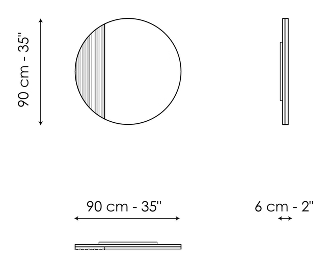 Musa Mirror by Bonaldo, size drawing: Musa Ø90