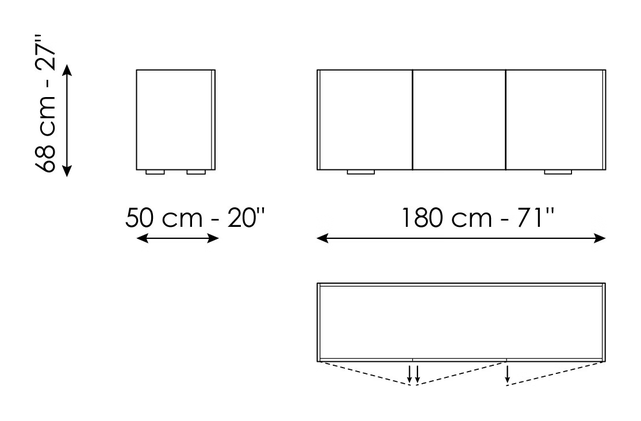 Outline Sideboard by Bonaldo, size drawing 1