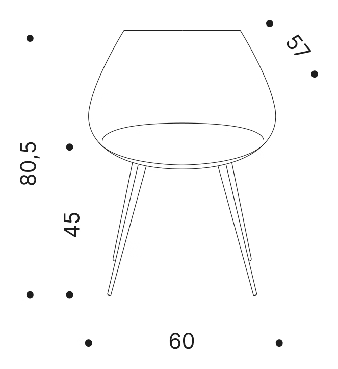 Lagò Chair by Driade, size drawing