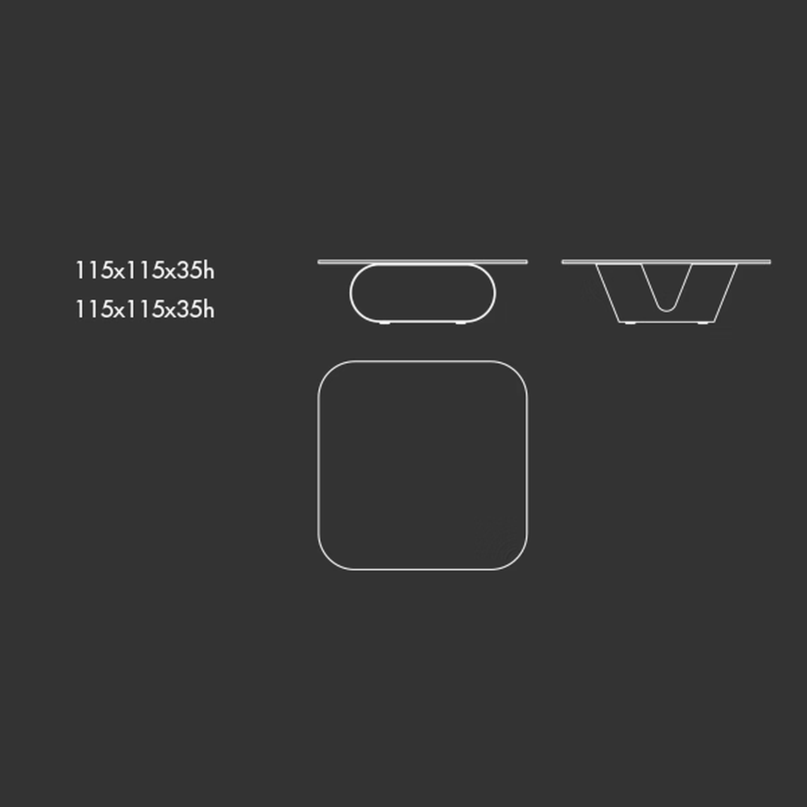 Ring Coffee Table by Sovet, size drawing: Ring