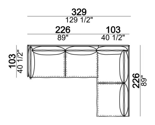 Auto-Reverse Sofa by Arketipo, size drawing: Composition B