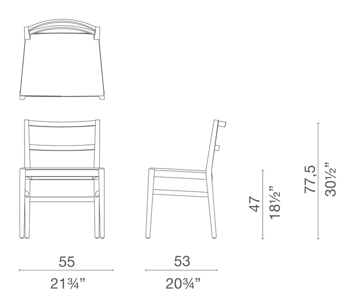 Classica Chair by Cappellini, size drawing: CL_1