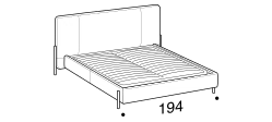 Alar Bed by Ditre Italia, size drawing: Double size bed for 180x200 cm mattress