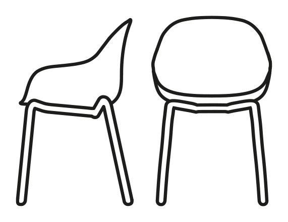Academy Armchair, Metal Legs by Connubia, size drawing
