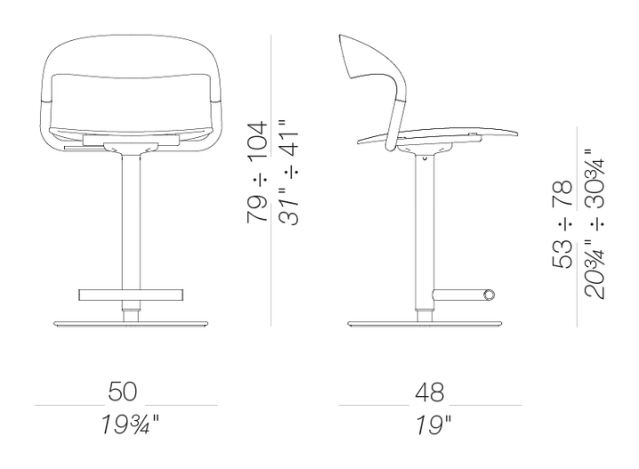 Hawi S427 Stool by LaPalma, size drawing