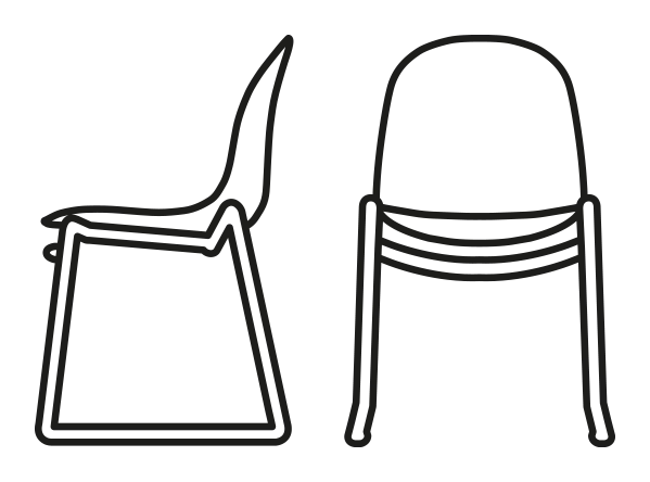 Academy Chair, Sled Base by Connubia, size drawing