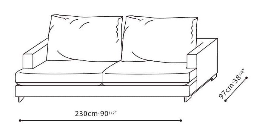 Easytime Sofa by Camerich, size drawing: C01F0903