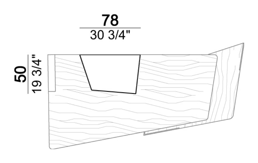 Wall Street Desk by Arketipo, size drawing: PAD