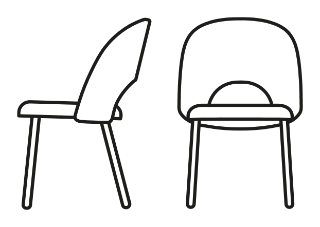 Tuka Mid Hole Chair, Metal Legs by Connubia, size drawing
