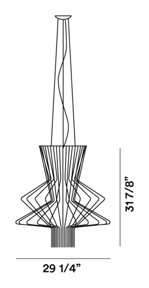 Allegro Ritmico Pendant Lamp by Foscarini, size drawing