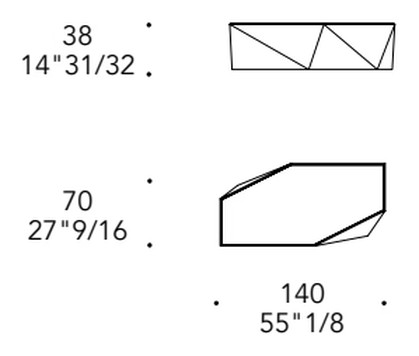 Origami 40 Coffee Table by Reflex, size drawing