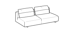Atlantis Sofa by Ditre Italia, size drawing: 2-seat small central element