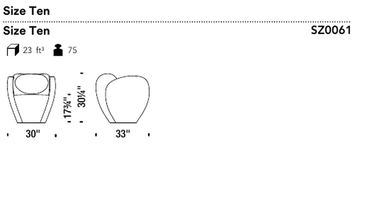 Size Ten Armchair by Moroso, size drawing