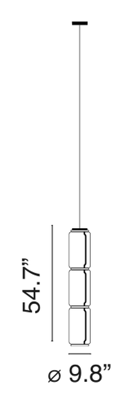 Noctambule Suspension Pendant Lamp by Flos, size drawing: Noctambule Suspension 3 Low Cylinder