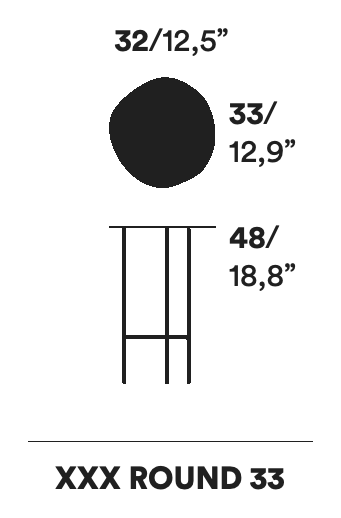 XXX Coffee Table by Opinion Ciatti, size drawing: XXX ROUND 33