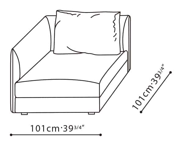 Bloom Sofa by Camerich, size drawing: C01G0103