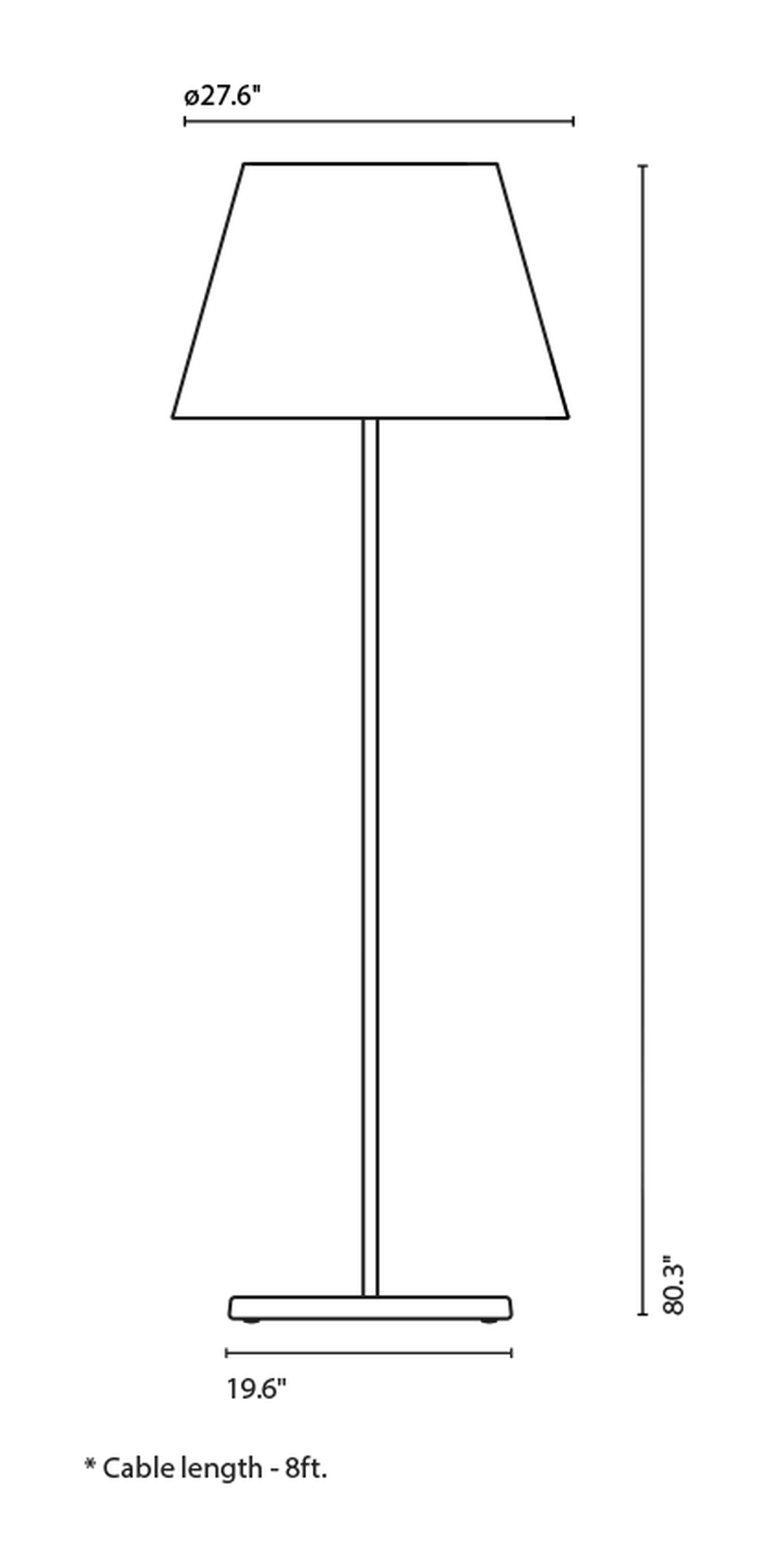 TXL 2019 Floor Lamp by Marset, size drawing: TXL 2019 205